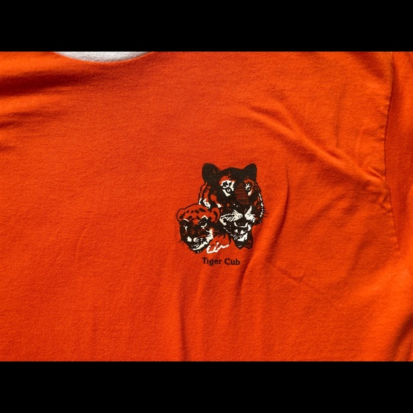 Vtg BSA Adult Sz XL Tiger Cub orange ringer shirt - Picture 2 of 3